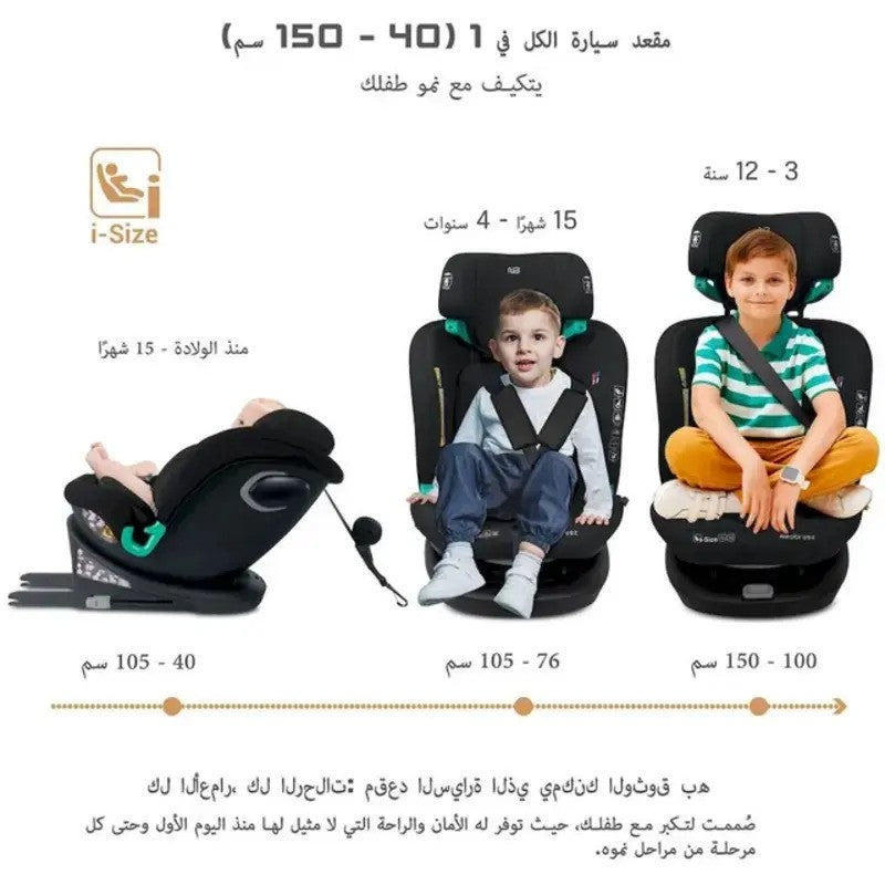 Neobreez i-GUARDIA 360 Swivel Car Seat Isofix System 0-12yrs Black