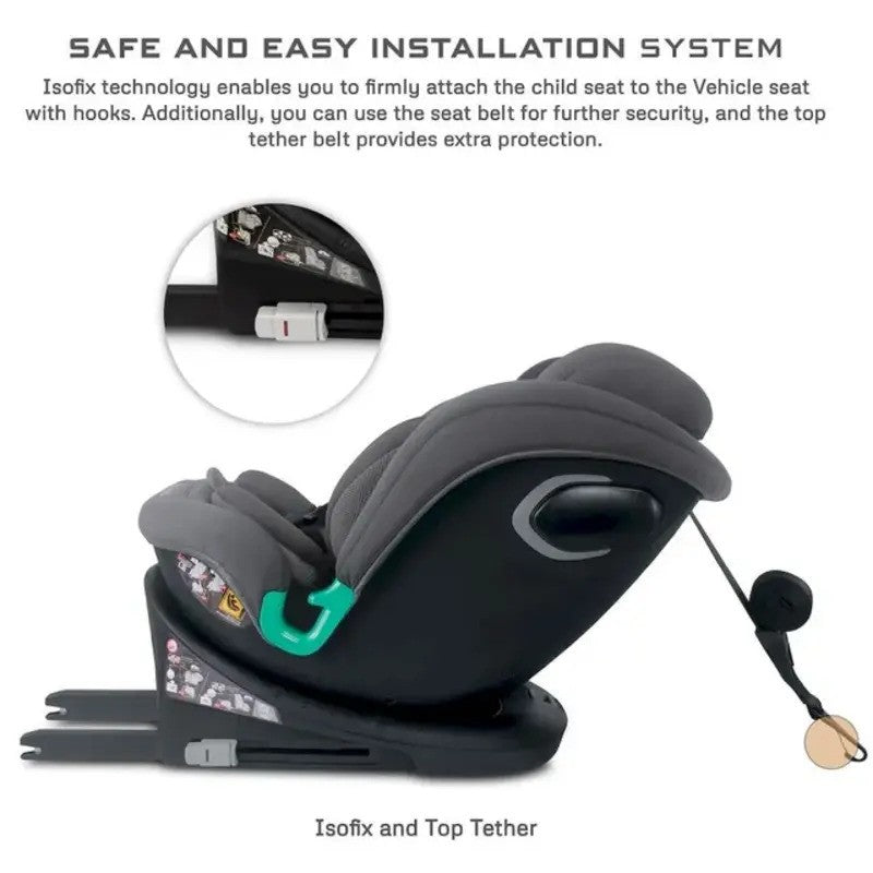 Neobreez i-GUARDIA 360 Swivel Car Seat Isofix System 0-12yrs Gray