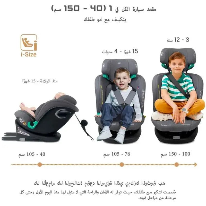 Neobreez i-GUARDIA 360 Swivel Car Seat Isofix System 0-12yrs Gray