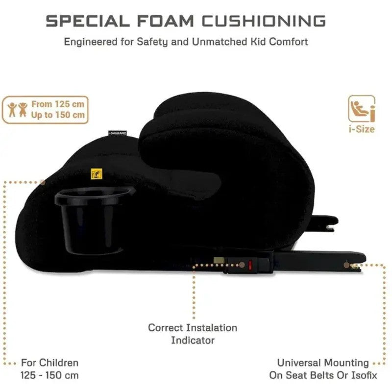 Neobreez i-SANFARO Booster Car Seat Isofix System 6-12yrs Black