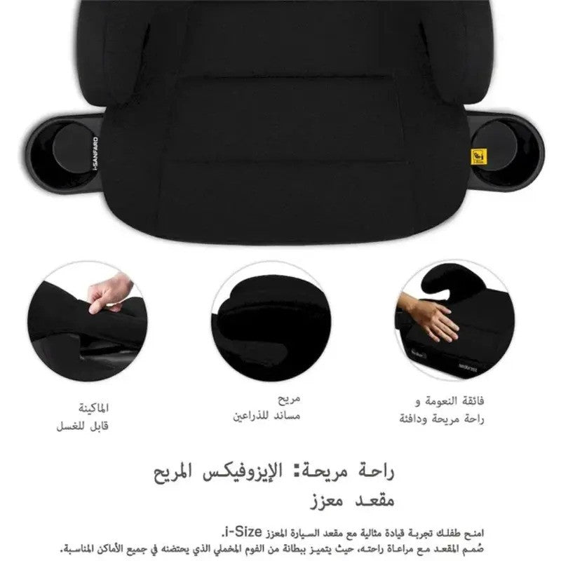 Neobreez i-SANFARO Booster Car Seat Isofix System 6-12yrs Black