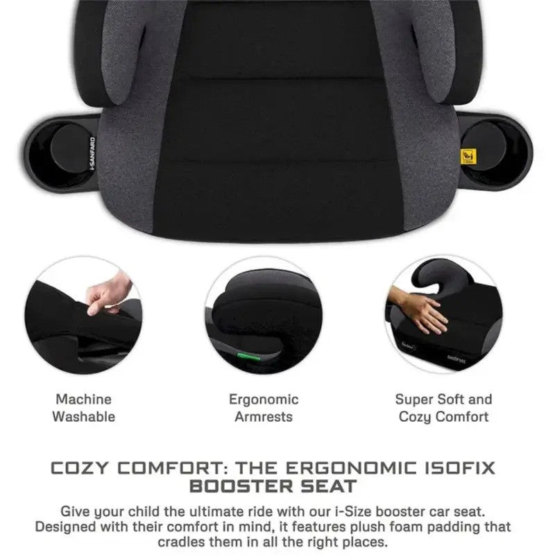 Neobreez i-SANFARO Booster Car Seat Isofix System 6-12yrs Black/ Dark Gray