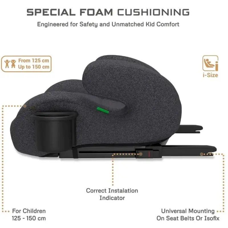 Neobreez i-SANFARO Booster Car Seat Isofix System 6-12yrs Dark Gray