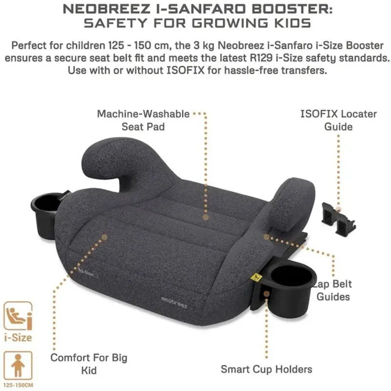 Neobreez i-SANFARO Booster Car Seat Isofix System 6-12yrs Dark Gray