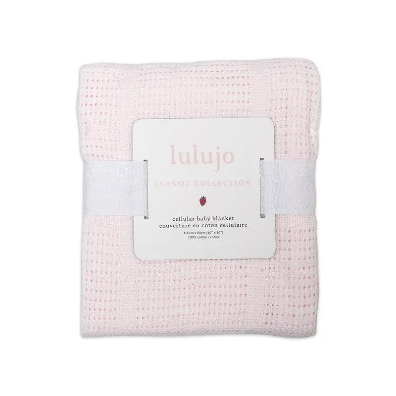Lulujo Newborn Bundle Cellular Blanket Pink & Swaddle Blankets (3pack 120x120cm) White