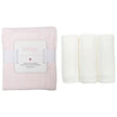 Lulujo Newborn Bundle Cellular Blanket Pink & Swaddle Blankets (3pack 120x120cm) White