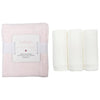 Lulujo Newborn Bundle Cellular Blanket Pink & Swaddle Blankets (3pack 120x120cm) White