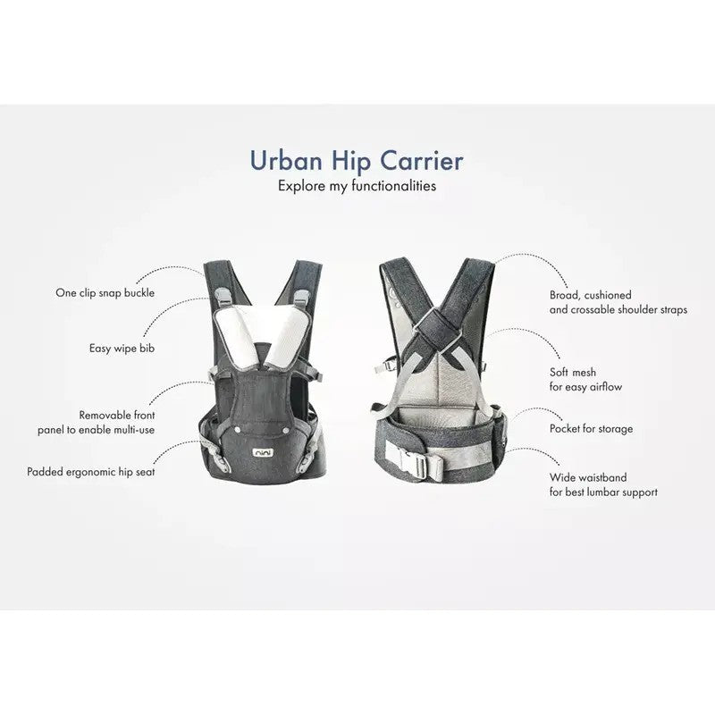 Nini Urban Hip Baby Carrier Black (8-32lbs 0m-Plus)