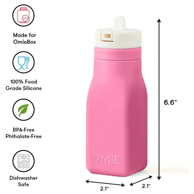 Omie Silicone Water Bottle 255ml Pink