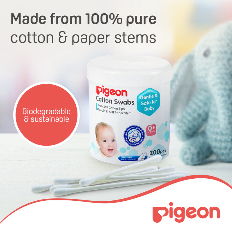 Pigeon Cotton Swabs Extra Thin Paper Stem 200pcs