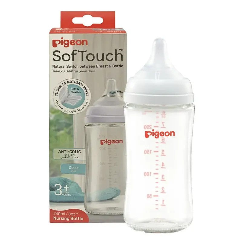 Pigeon Softouch Wide Neck Glass Nursing Bottle 240ML
