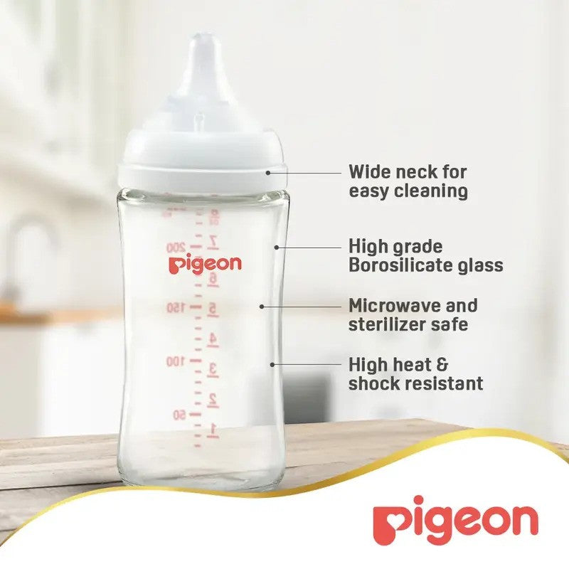 Pigeon Softouch Wide Neck Glass Nursing Bottle 240ML