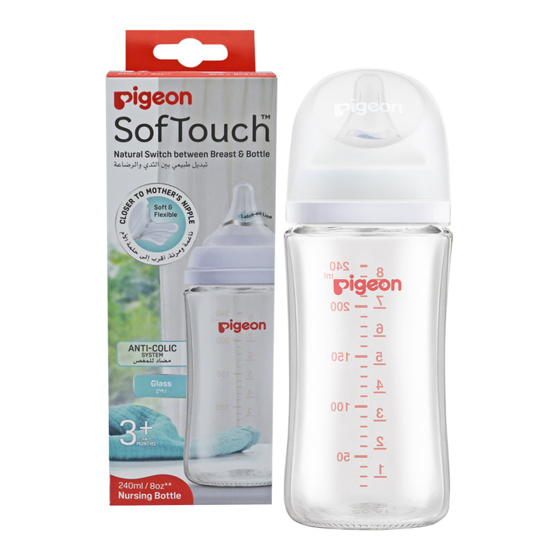 Pigeon Softouch Wide Neck Glass Nursing Bottle 240ML