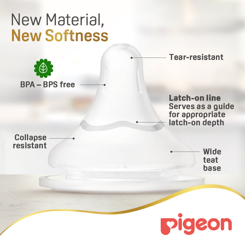 Pigeon Softouch Wide Neck Nipples (M) 2pcs