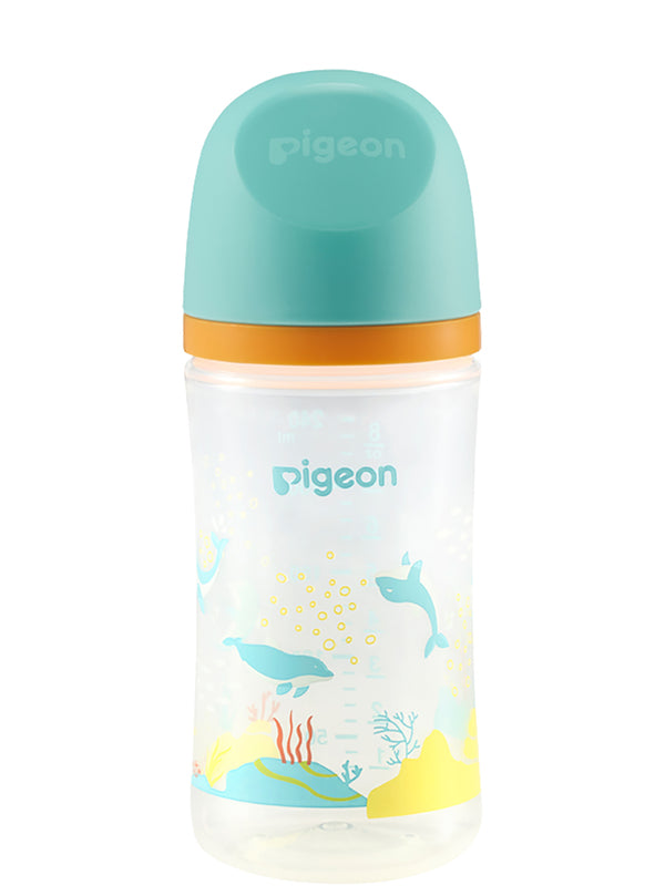 Pigeon Softouch Wide Neck PP Decorative Nursing Bottle 240ml - Dolphin