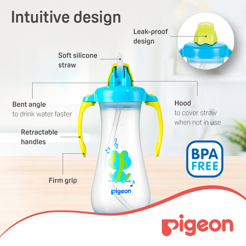 Pigeon Tall Straw Bottle Blue 300ml