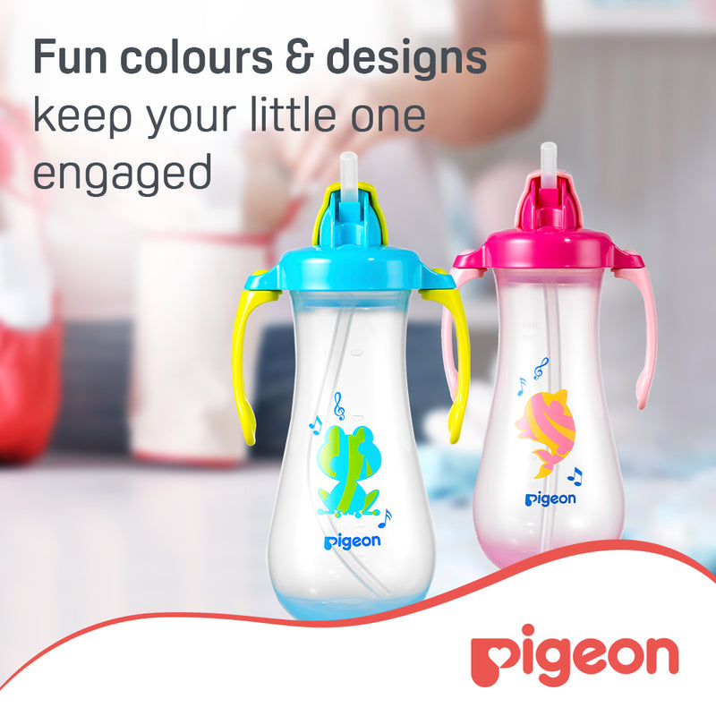 Pigeon Tall Straw Bottle Blue 300ml