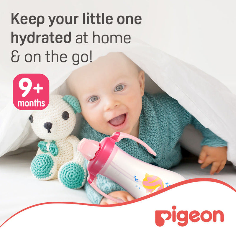 Pigeon Tall Straw Bottle Pink 300ml