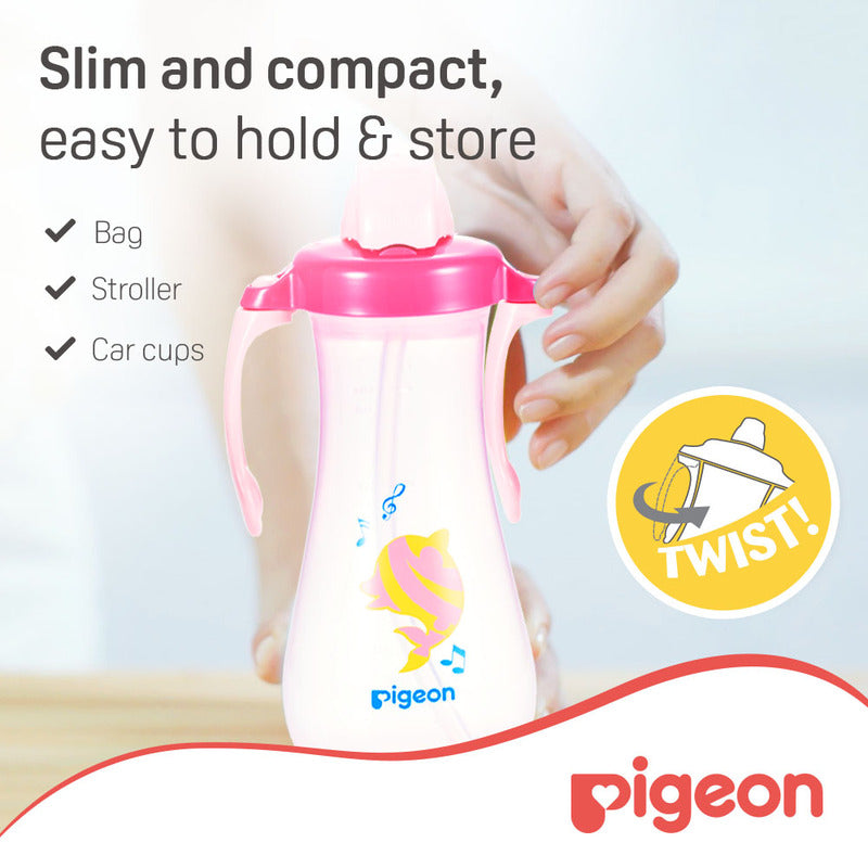 Pigeon Tall Straw Bottle Pink 300ml