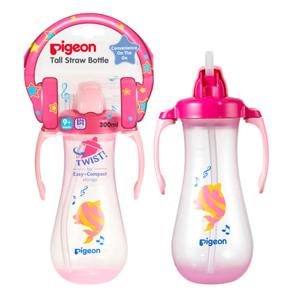 Pigeon Tall Straw Bottle Pink 300ml