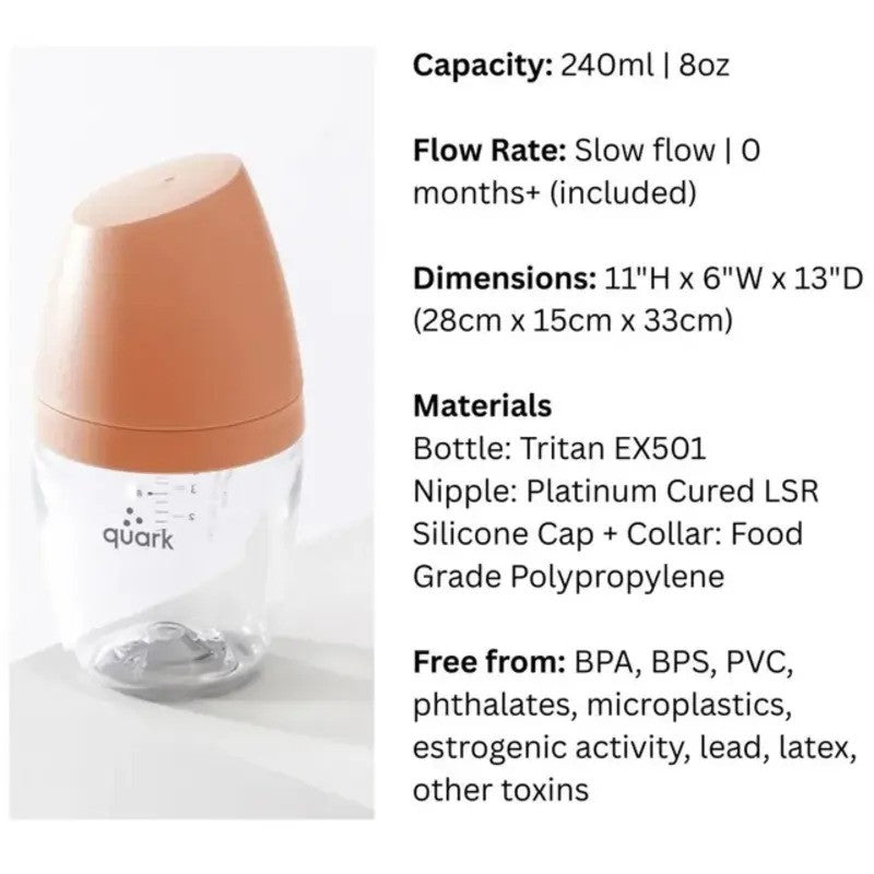 Quark BuubiBottle Max Hybrid Feeding Bottle 8oz (2pack 0M-Plus) Iconic Orange