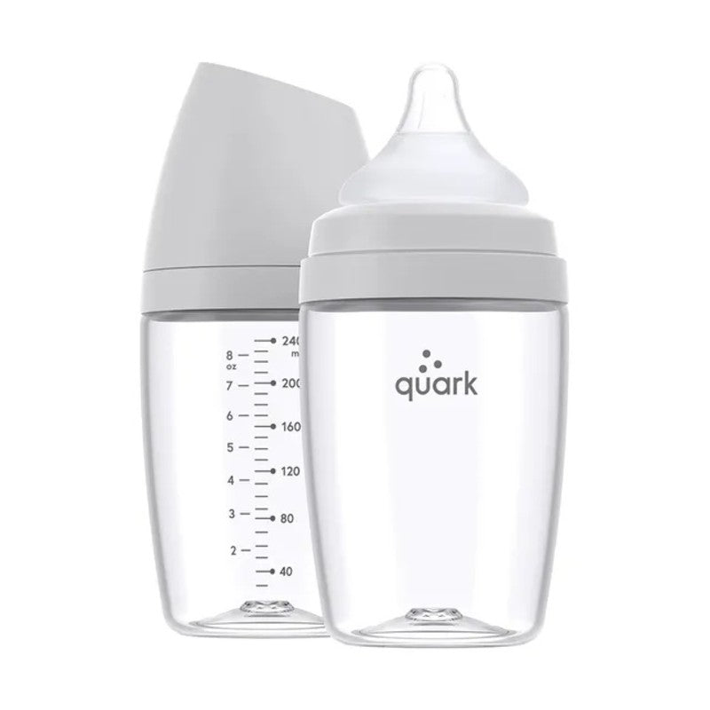 Quark BuubiBottle Max Hybrid Feeding Bottle 8oz (2pack 0M-Plus) Gamma Grey