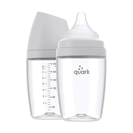 Quark BuubiBottle Max Hybrid Feeding Bottle 8oz (2pack 0M-Plus) Gamma Grey