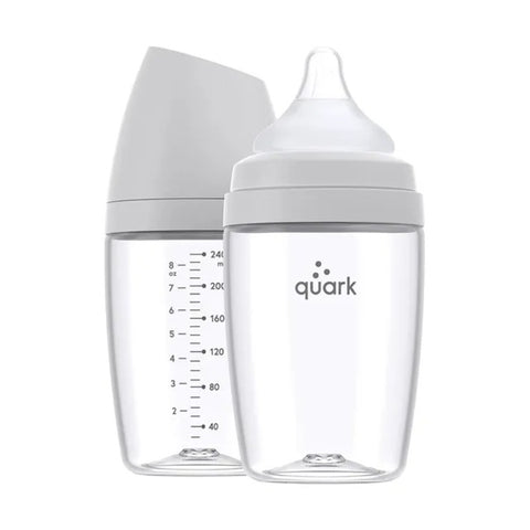 Quark BuubiBottle Max Hybrid Feeding Bottle 8oz (2pack 0M-Plus) Gamma Grey