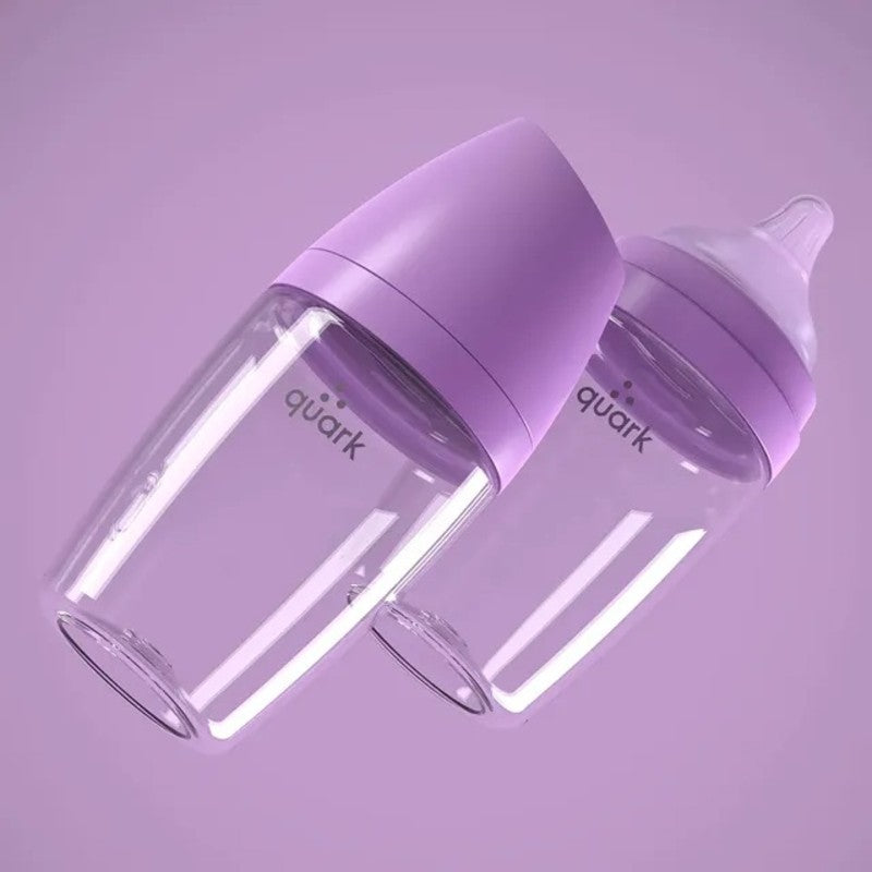 Quark BuubiBottle Max Hybrid Feeding Bottle 8oz (2pack 0M-Plus) Proton Purple