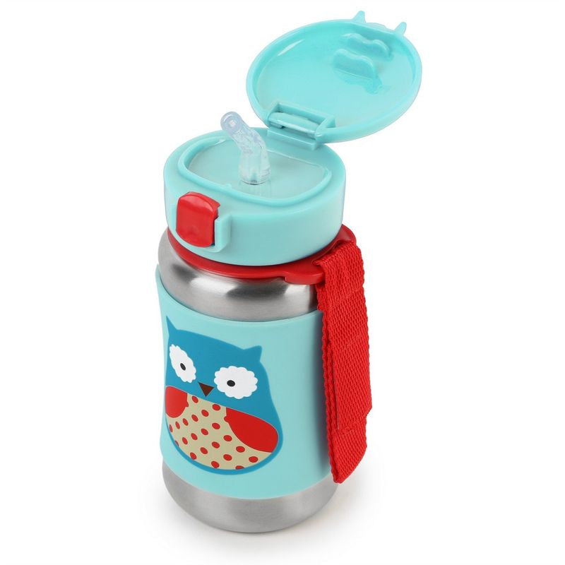 Skip Hop Zoo Stainless Steel Straw Bottle Owl