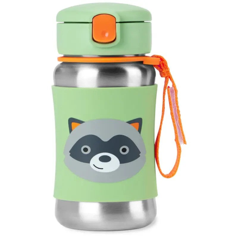 Skip Hop Zoo Stainless Steel Straw Bottle Racoon