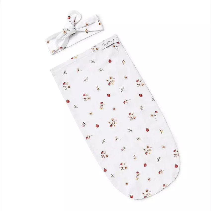 Snuggle Hunny Baby Organic Swaddle & Topknot Set Ladybug