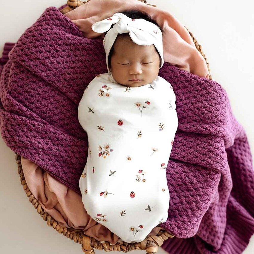 Snuggle Hunny Baby Organic Swaddle & Topknot Set Ladybug