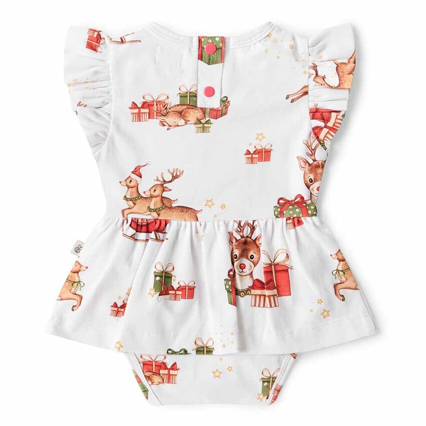 Snuggle Hunny Organic Dress with Frill Reindeer