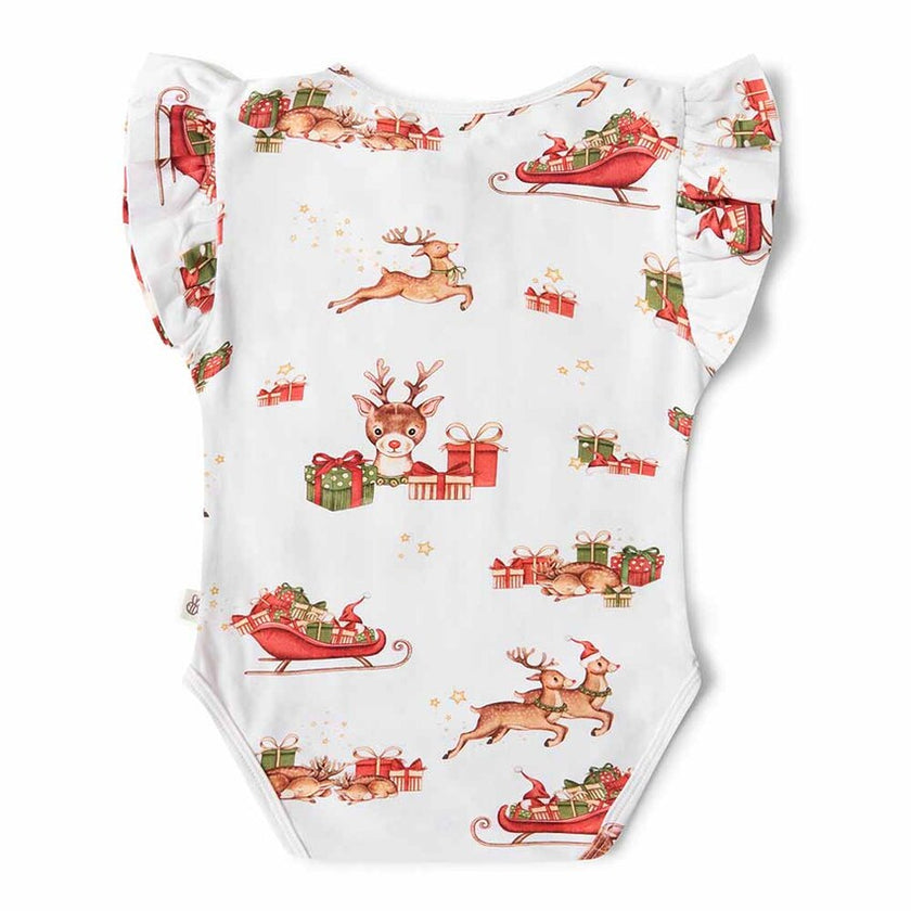 Snuggle Hunny Organic Short Sleeve Bodysuit with Frill Reindeer 12-18M (SIZE1)