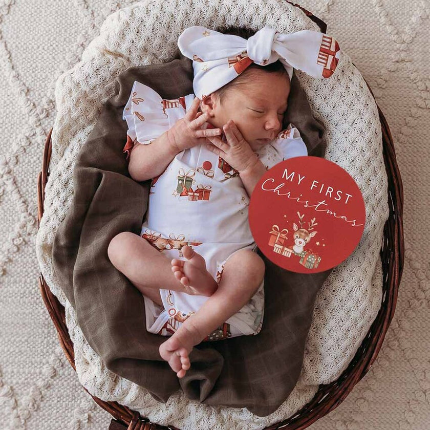 Snuggle Hunny Organic Short Sleeve Bodysuit with Frill Reindeer 12-18M (SIZE1)