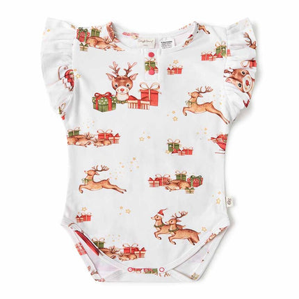 Snuggle Hunny Organic Short Sleeve Bodysuit with Frill Reindeer 12-18M (SIZE1)