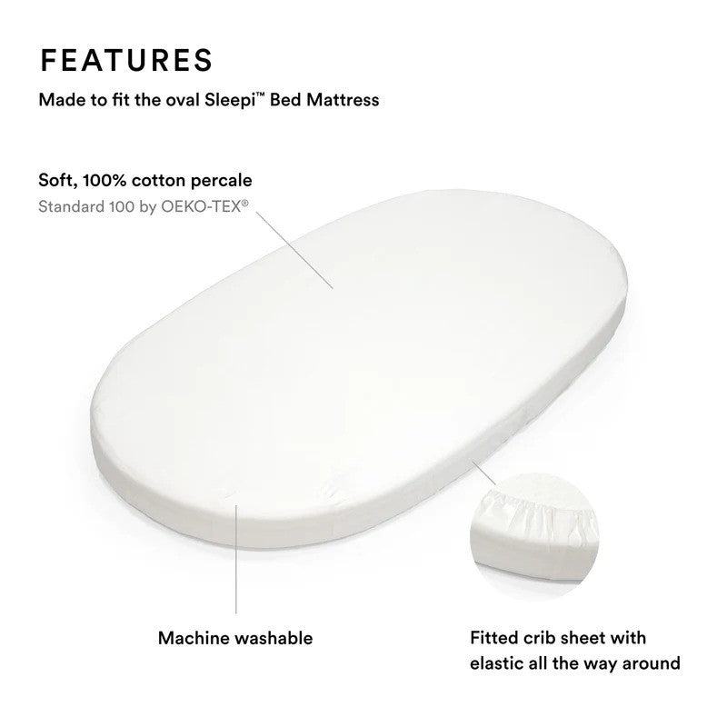 Stokke Sleepi Bed Fitted Sheet V3 Organic Cotton (For Bed Mattress Variant) White