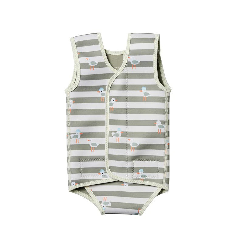 Sunny Life Baby Wetsuit Natural Rubber (2mm - 6-18M) Sammy The Seagull Green Stripe
