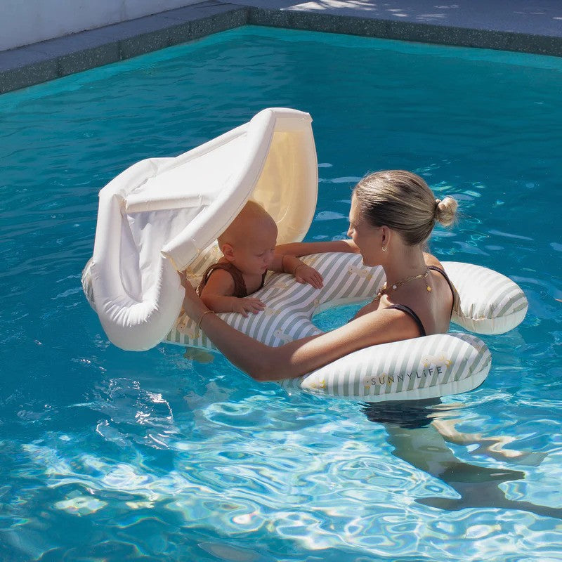 Sunny Life Float Together Baby Seat Duck Sage Stripe