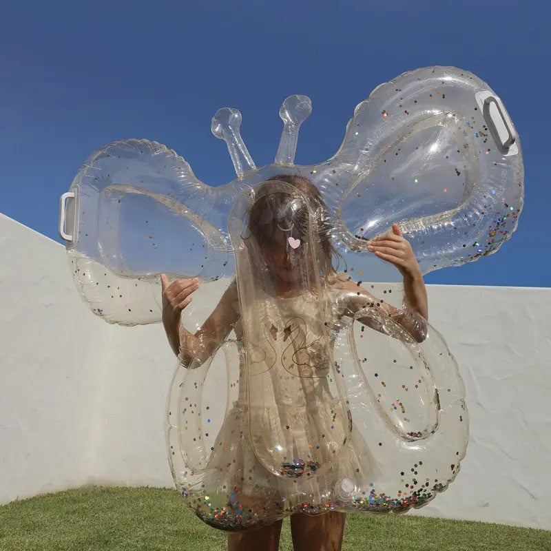 SunnyLife Kids Lie-On Float (Max WT:99lbs) Butterfly Cotton Candy Glitter