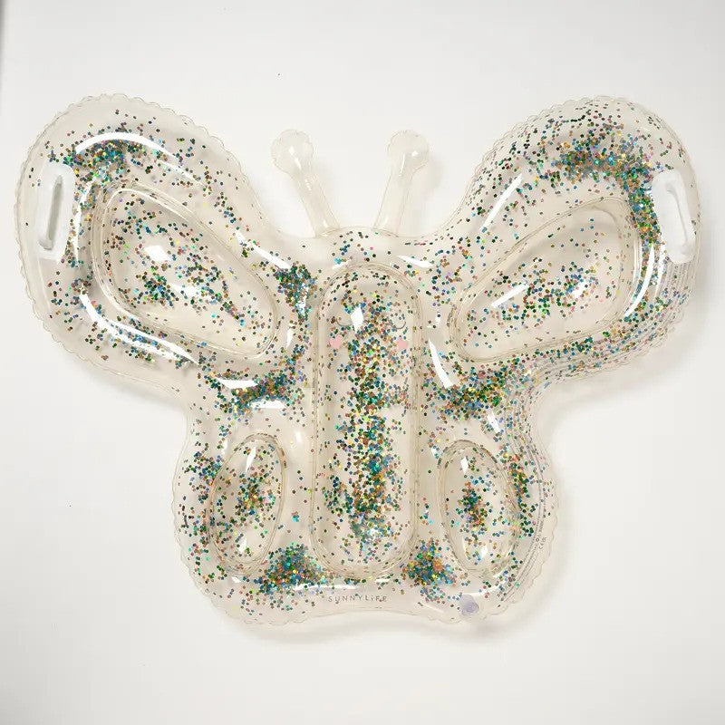 SunnyLife Kids Lie-On Float (Max WT:99lbs) Butterfly Cotton Candy Glitter