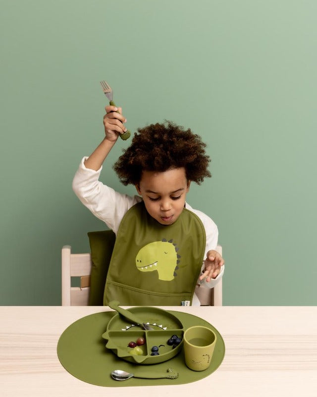 Trixie Cutlery Set Stainless Steel With Silicone Handle Mr. Dino