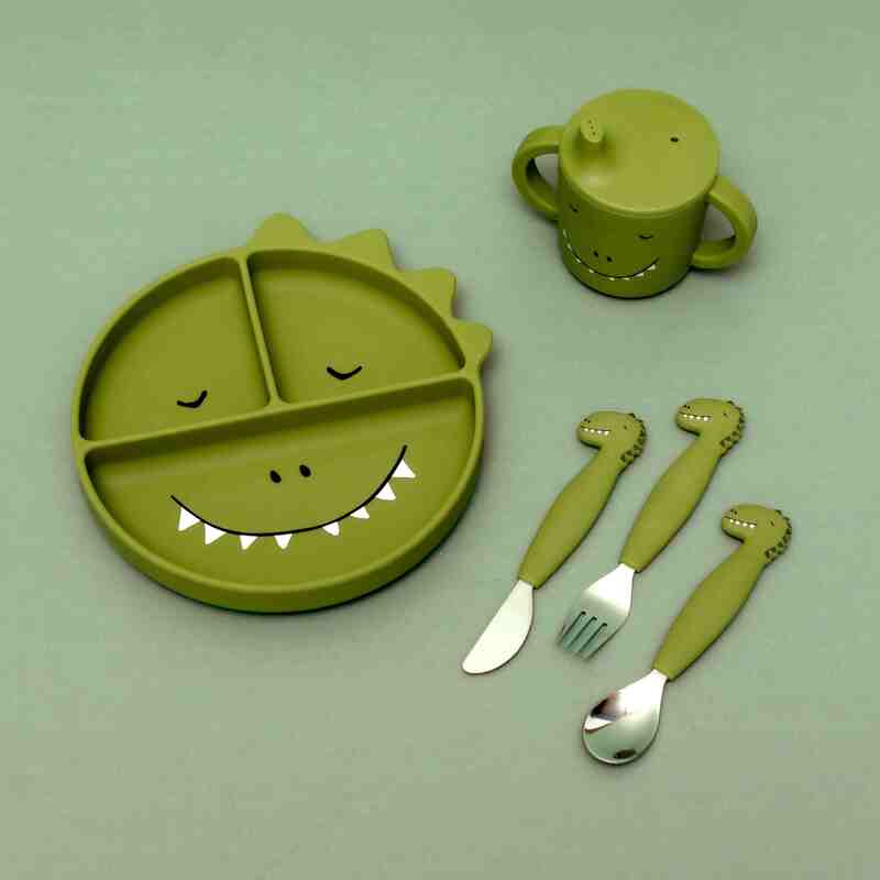 Trixie Cutlery Set Stainless Steel With Silicone Handle Mr. Dino