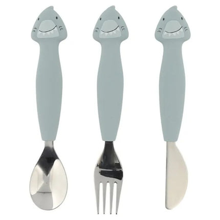 Trixie Cutlery Set Stainless Steel With Silicone Handle Mr. Shark
