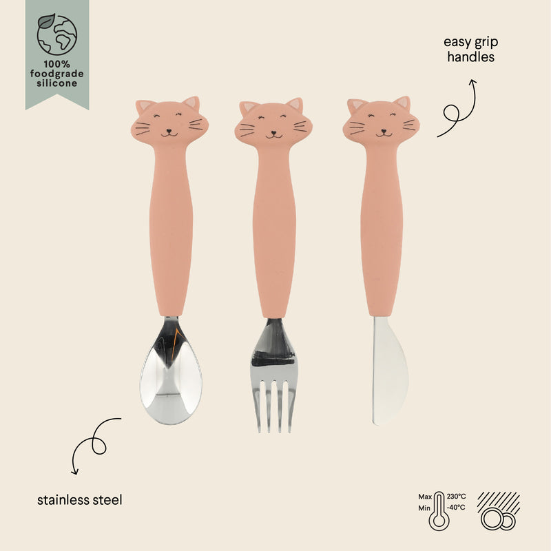 Trixie Cutlery Set Stainless Steel With Silicone Handle Mrs. Cat