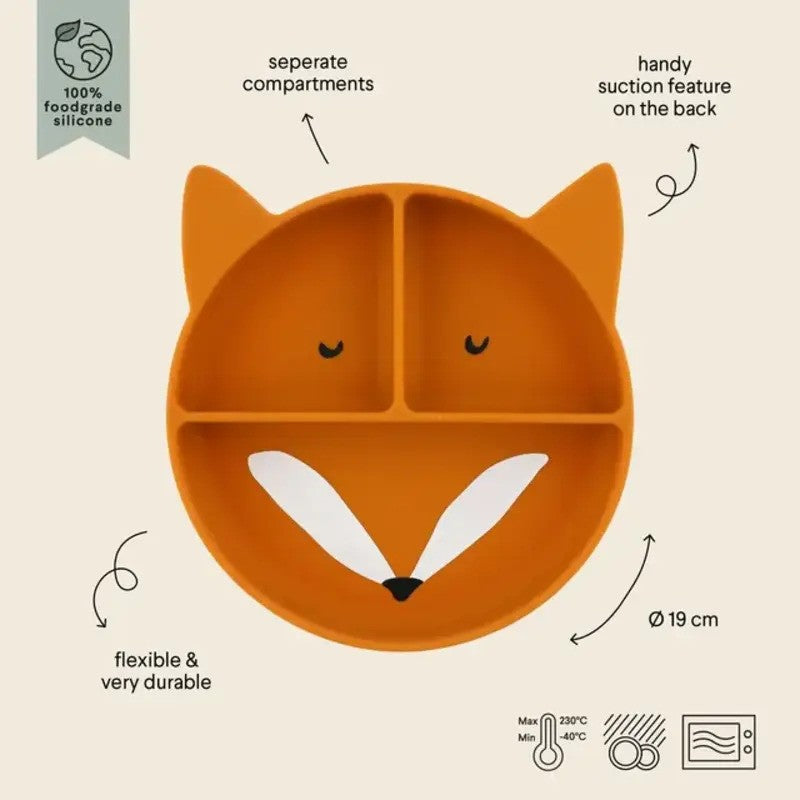 Trixie Divided Suction Plate Silicone Mr. Fox (4m-Plus)