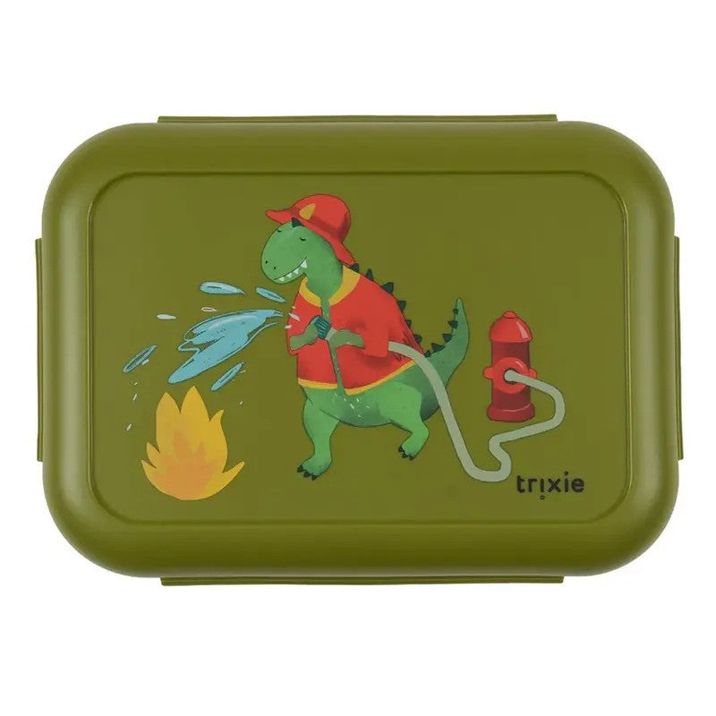 Trixie Lunch Box With Clips Fireman Mr. Dino