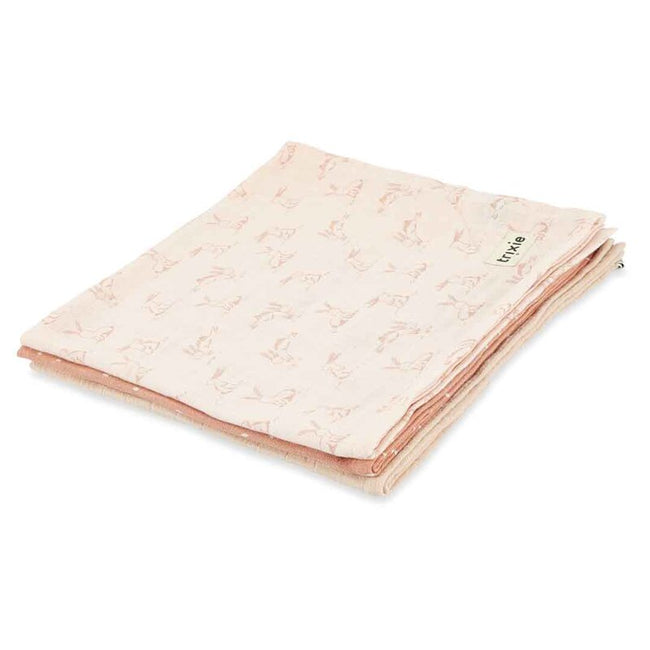 Trixie Muslin Cloths Rosy Rabbit (Mix 3pack 55x55x1cm 0m-Plus)