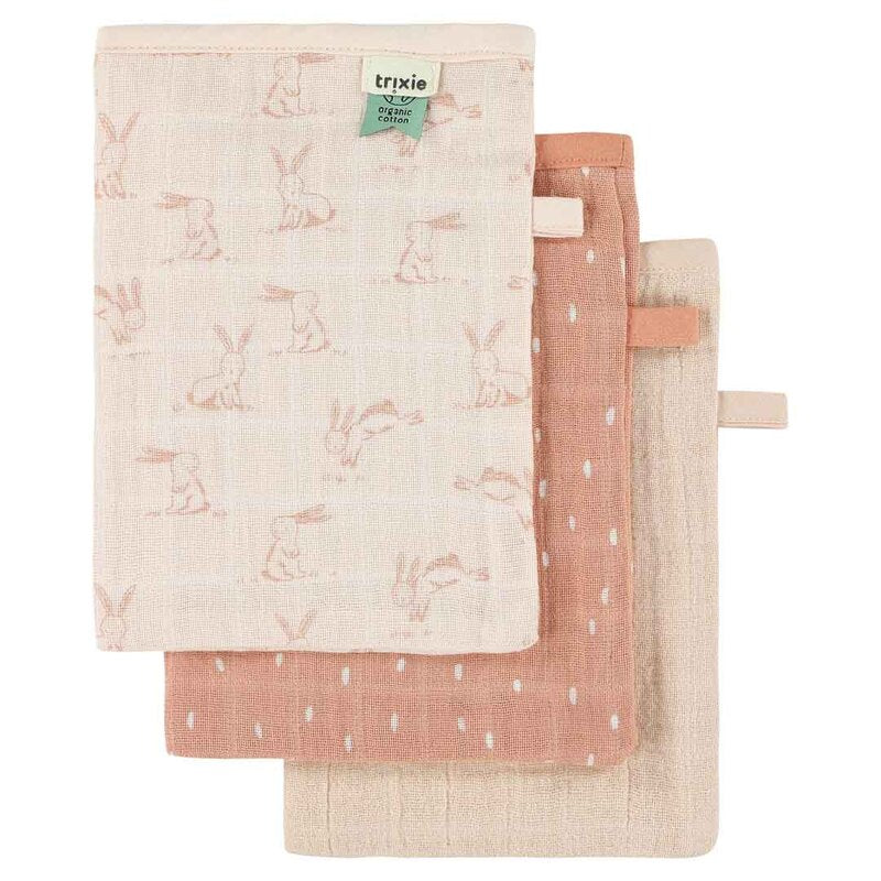 Trixie Muslin Washcloths Rosy Rabbit (Mix 3pack 20x14x0.5cm 0m-Plus)